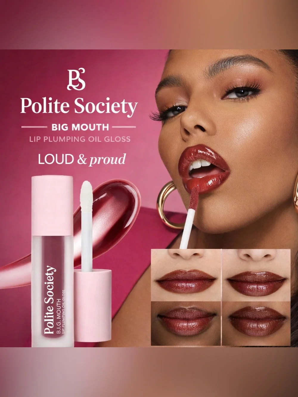 NEW✅ Polite Society •BIG Mouth Lip Plumping Oil Gloss •Loud & Proud • New in Box